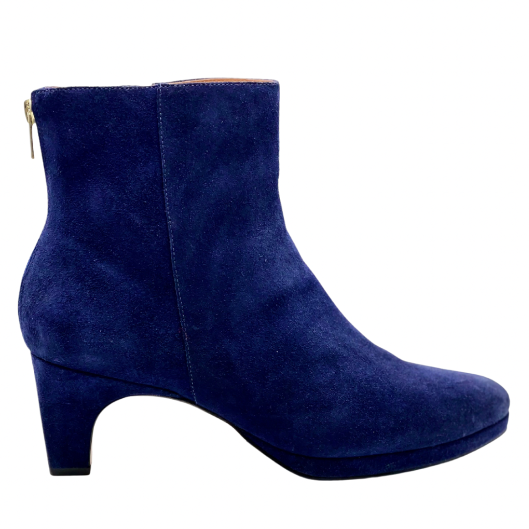 dr. Liza bootie NAVY SUEDE leather heeled ankle booties with